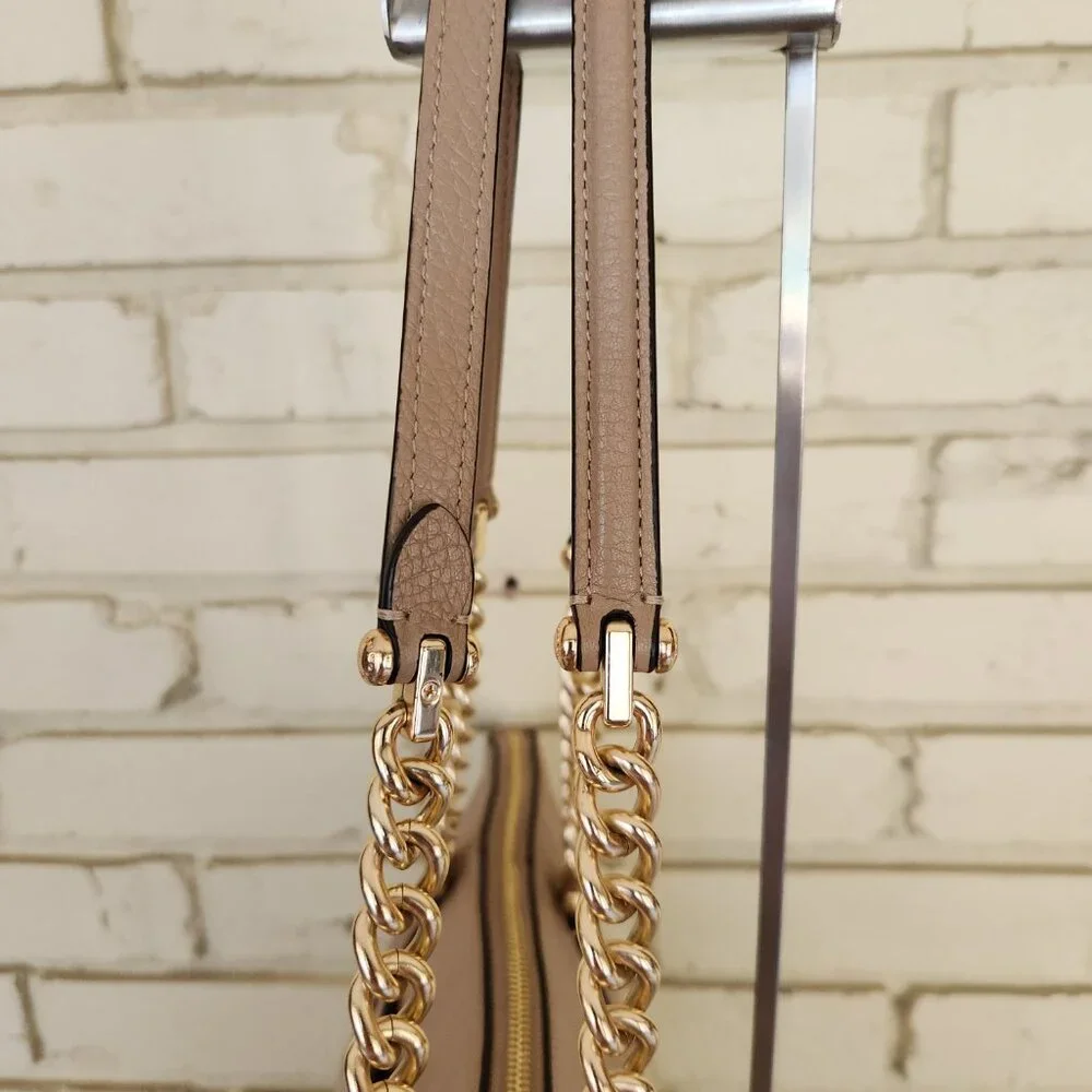 Euc Coach Ava Beige/Tan Gold Chain Shoulder Bag Purse